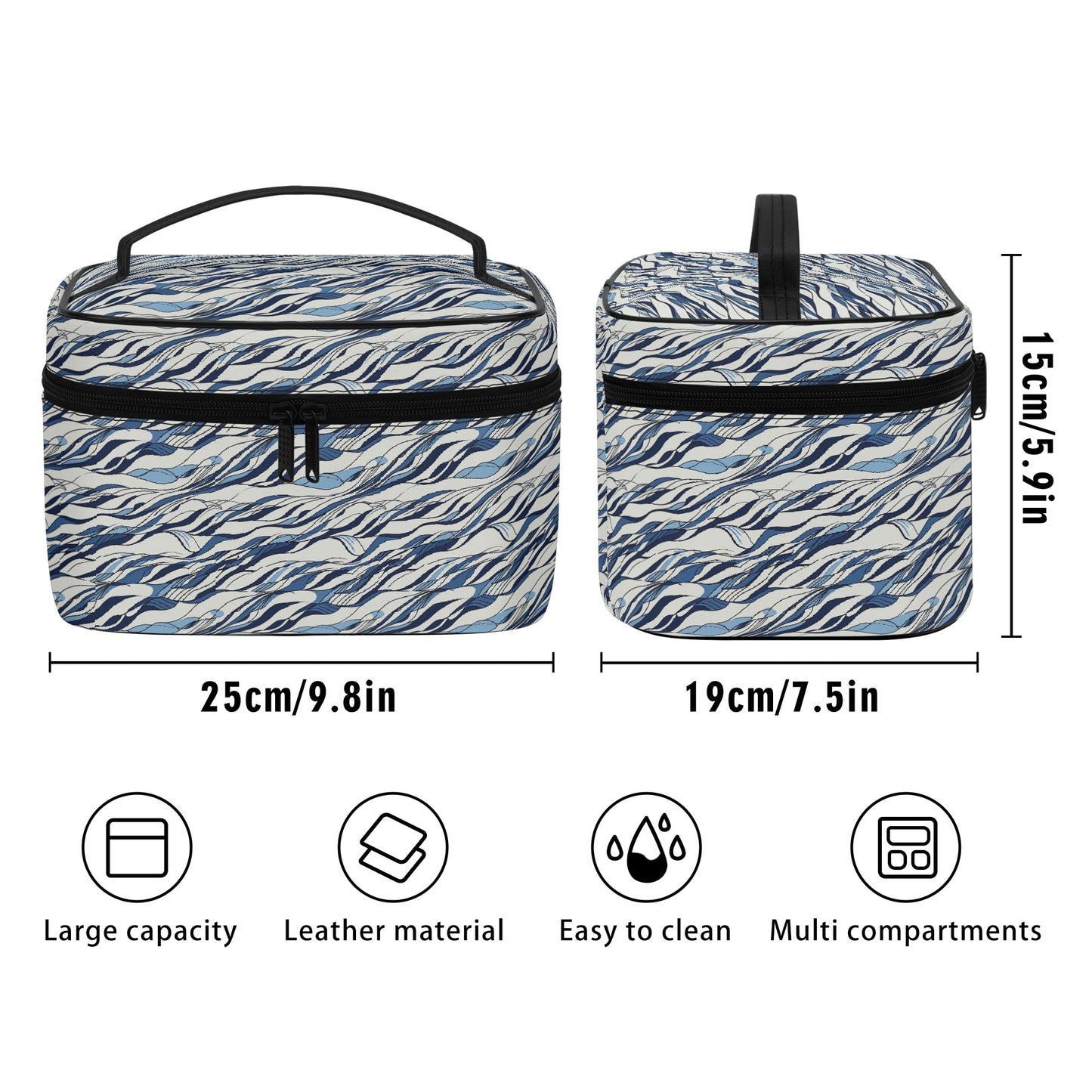 Ocean Lines Leather Cosmetic Bag