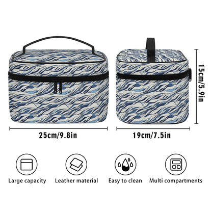 Ocean Lines Leather Cosmetic Bag
