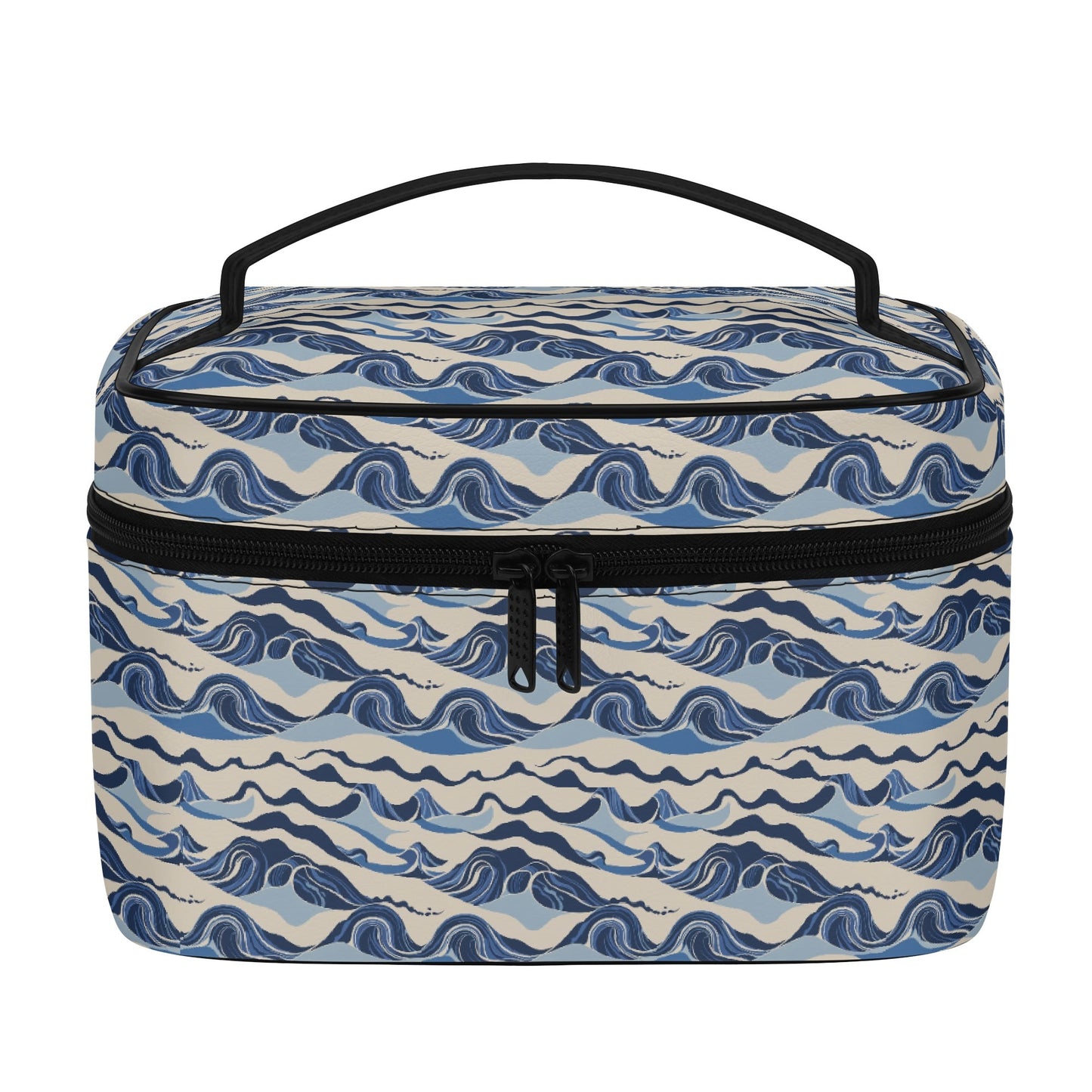 Abstract Waves Leather Cosmetic Bag