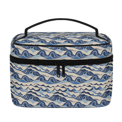 Abstract Waves Leather Cosmetic Bag