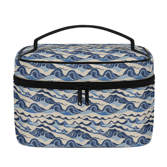 Abstract Waves Leather Cosmetic Bag