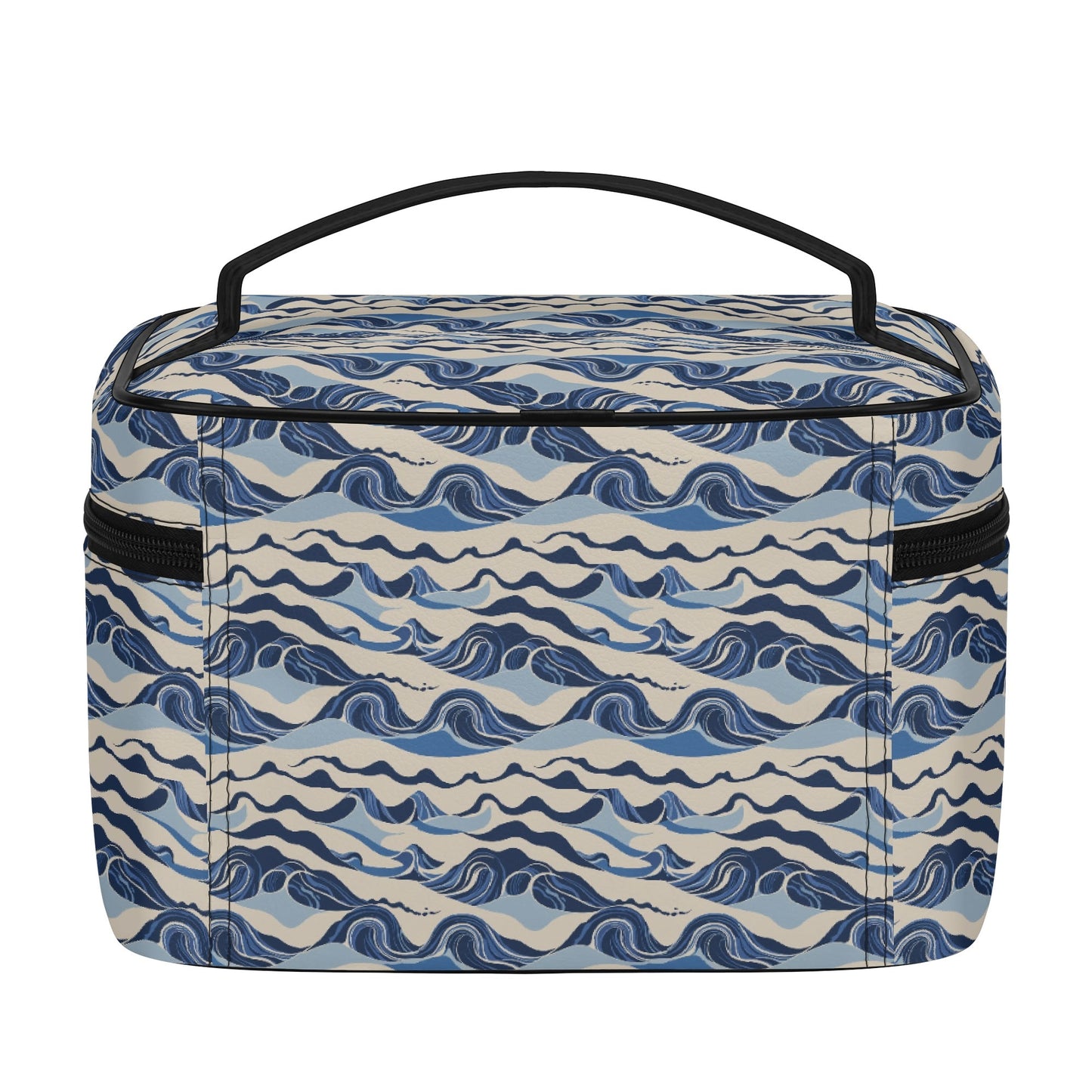 Abstract Waves Leather Cosmetic Bag
