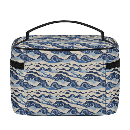 Abstract Waves Leather Cosmetic Bag