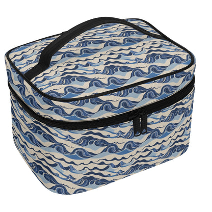 Abstract Waves Leather Cosmetic Bag