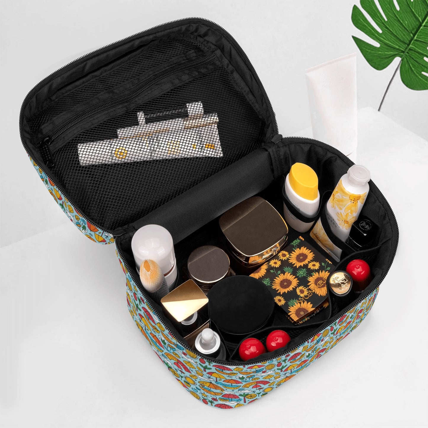 Fun of a Beach Leather Cosmetic Bag