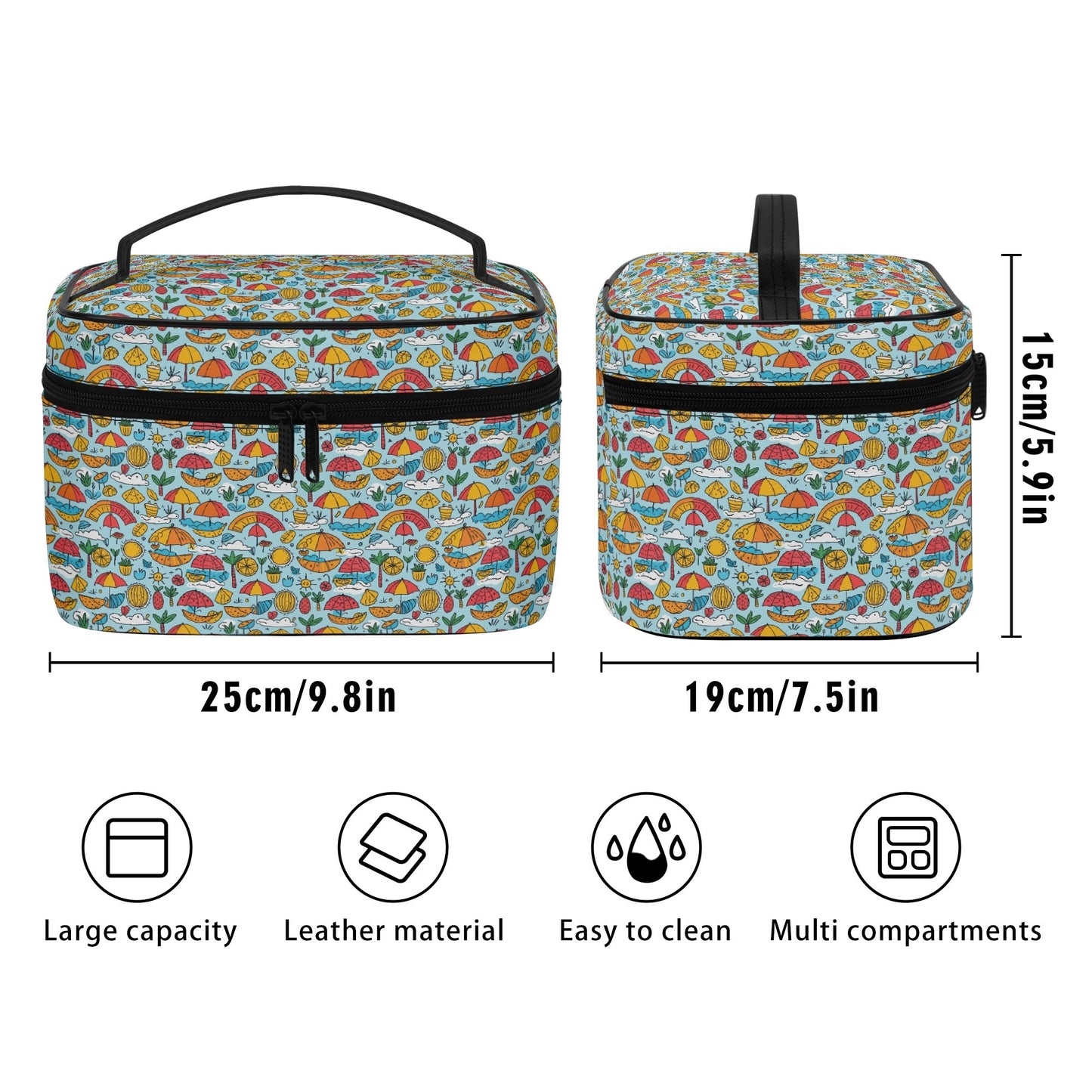 Fun of a Beach Leather Cosmetic Bag