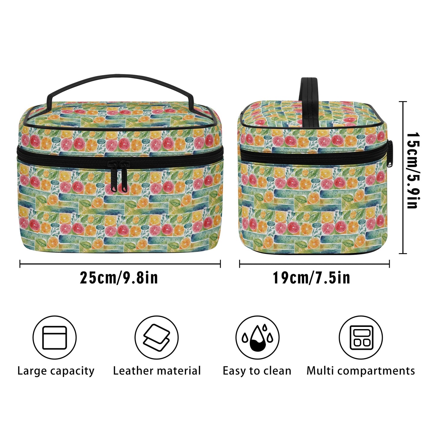 Watercolor Fruit Leather Cosmetic Bag