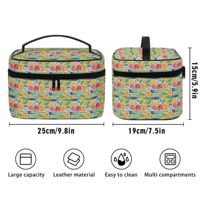 Watercolor Fruit Leather Cosmetic Bag