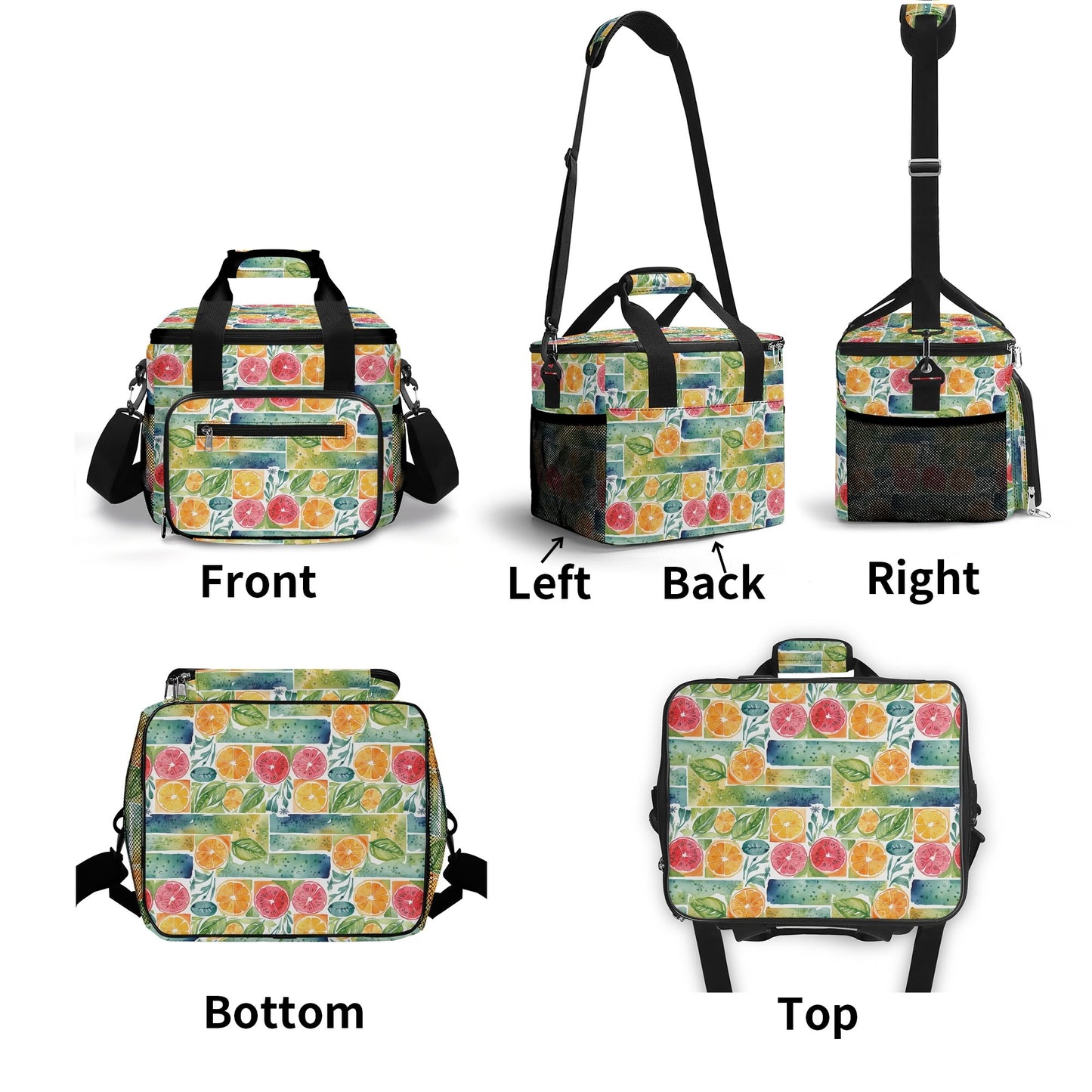 Watercolor Fruit Insulated Leakproof Cooler Bag Lunch Box