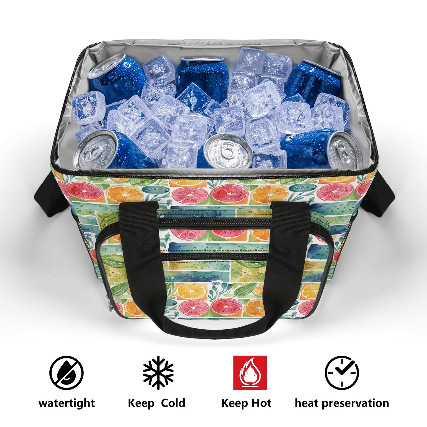 Watercolor Fruit Insulated Leakproof Cooler Bag Lunch Box