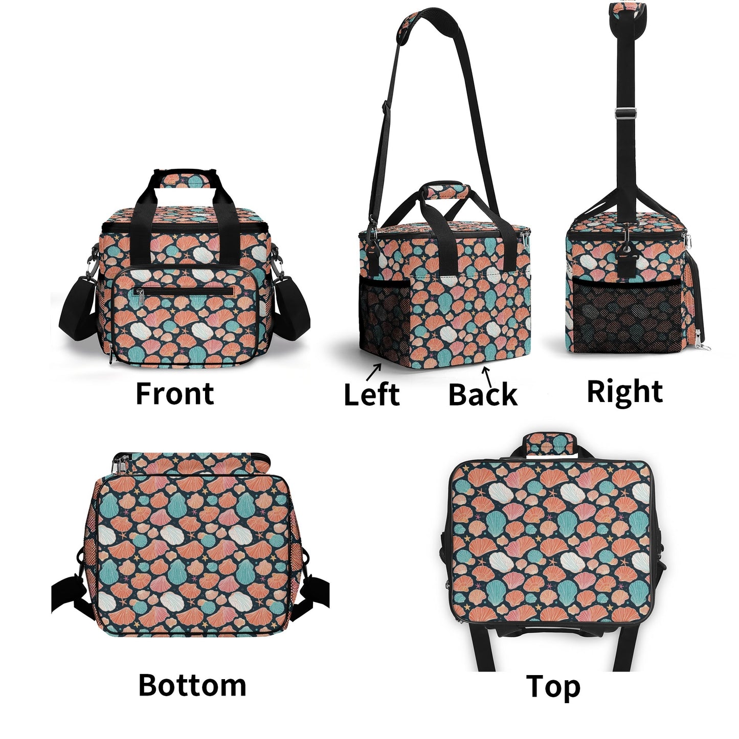 Big Shells and Stars Insulated Leakproof Cooler Bag Lunch Box