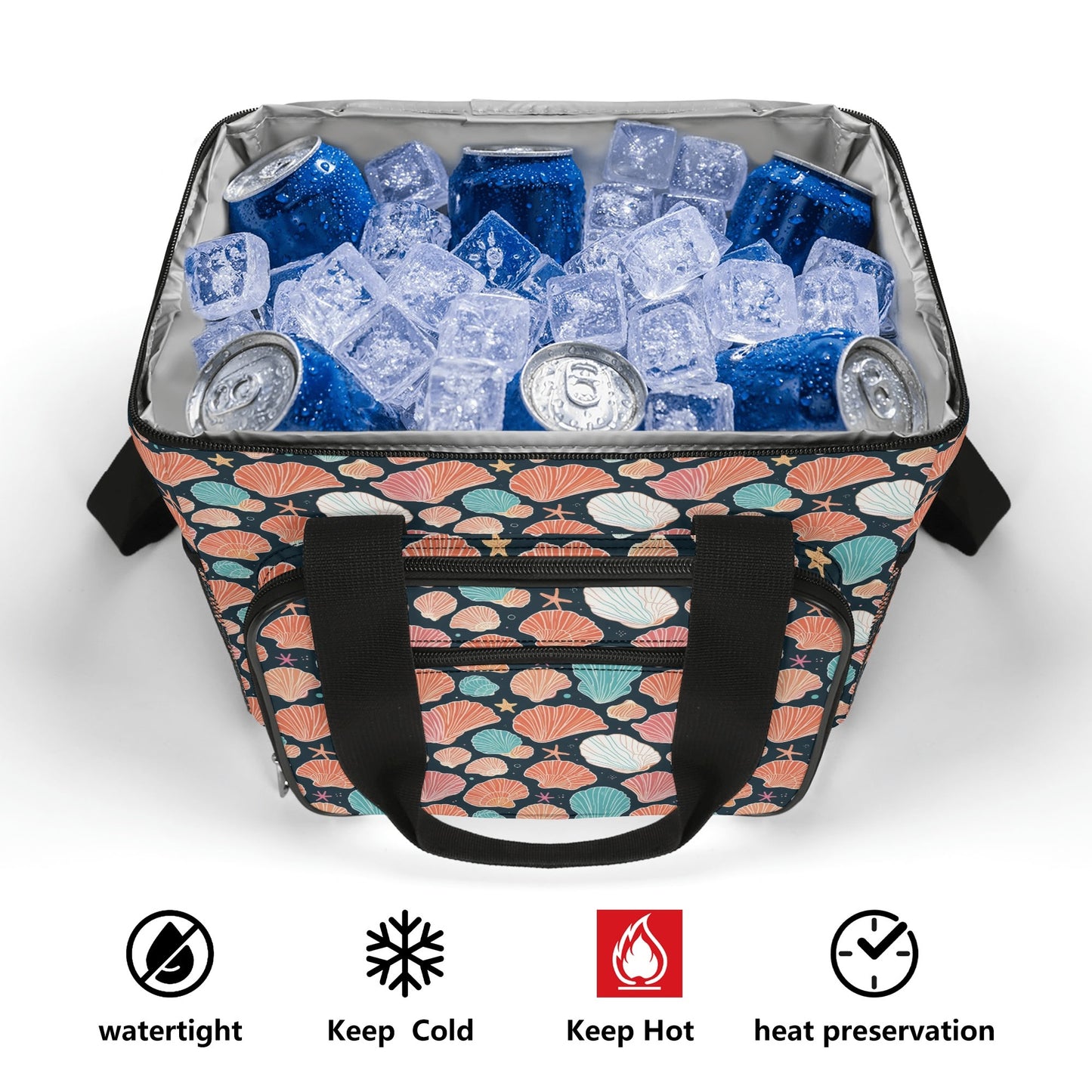 Big Shells and Stars Insulated Leakproof Cooler Bag Lunch Box