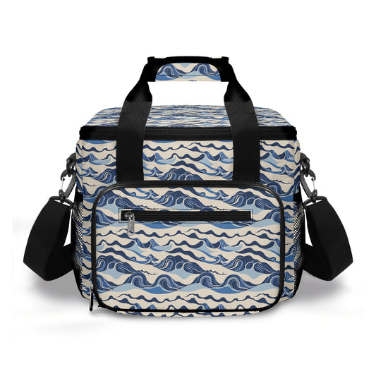 Abstract Waves Insulated Leakproof Cooler Bag Lunch Box