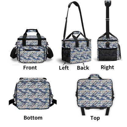 Abstract Waves Insulated Leakproof Cooler Bag Lunch Box
