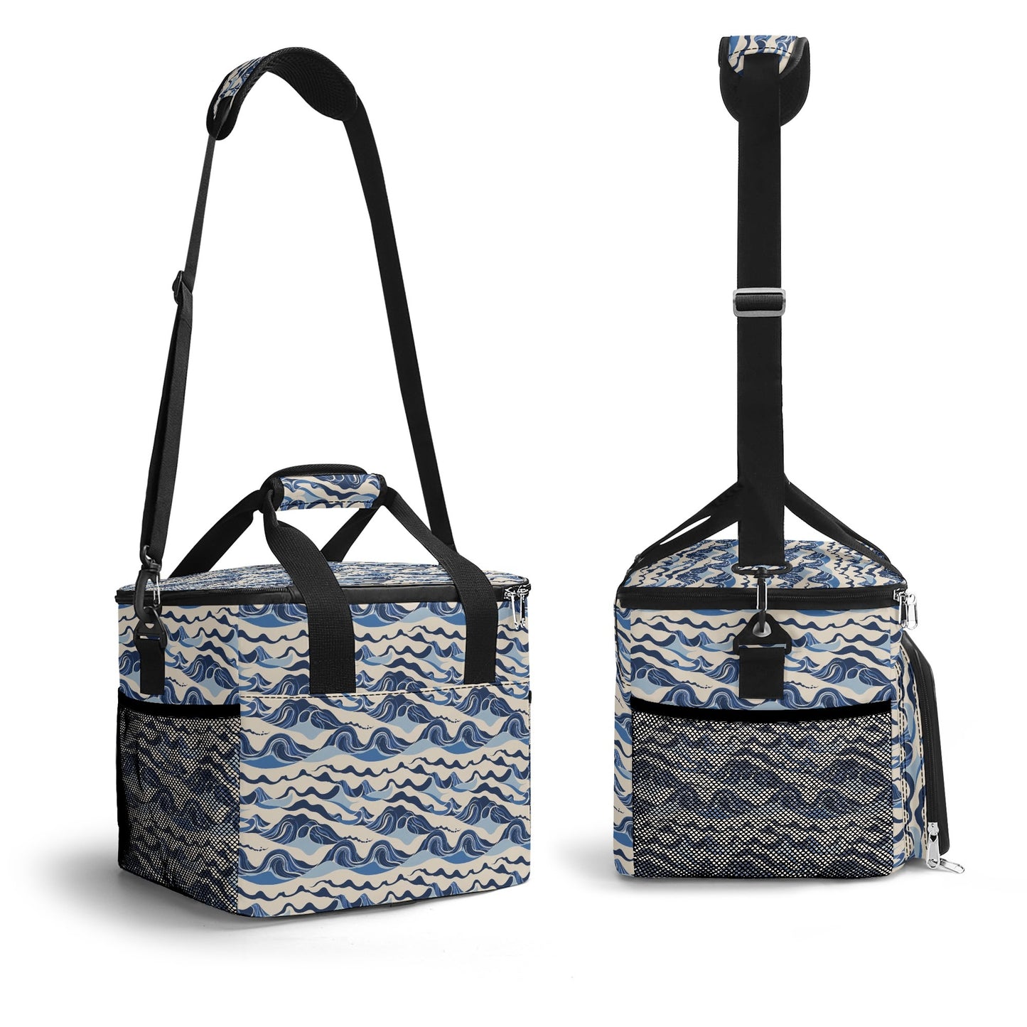 Abstract Waves Insulated Leakproof Cooler Bag Lunch Box
