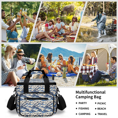 Abstract Waves Insulated Leakproof Cooler Bag Lunch Box