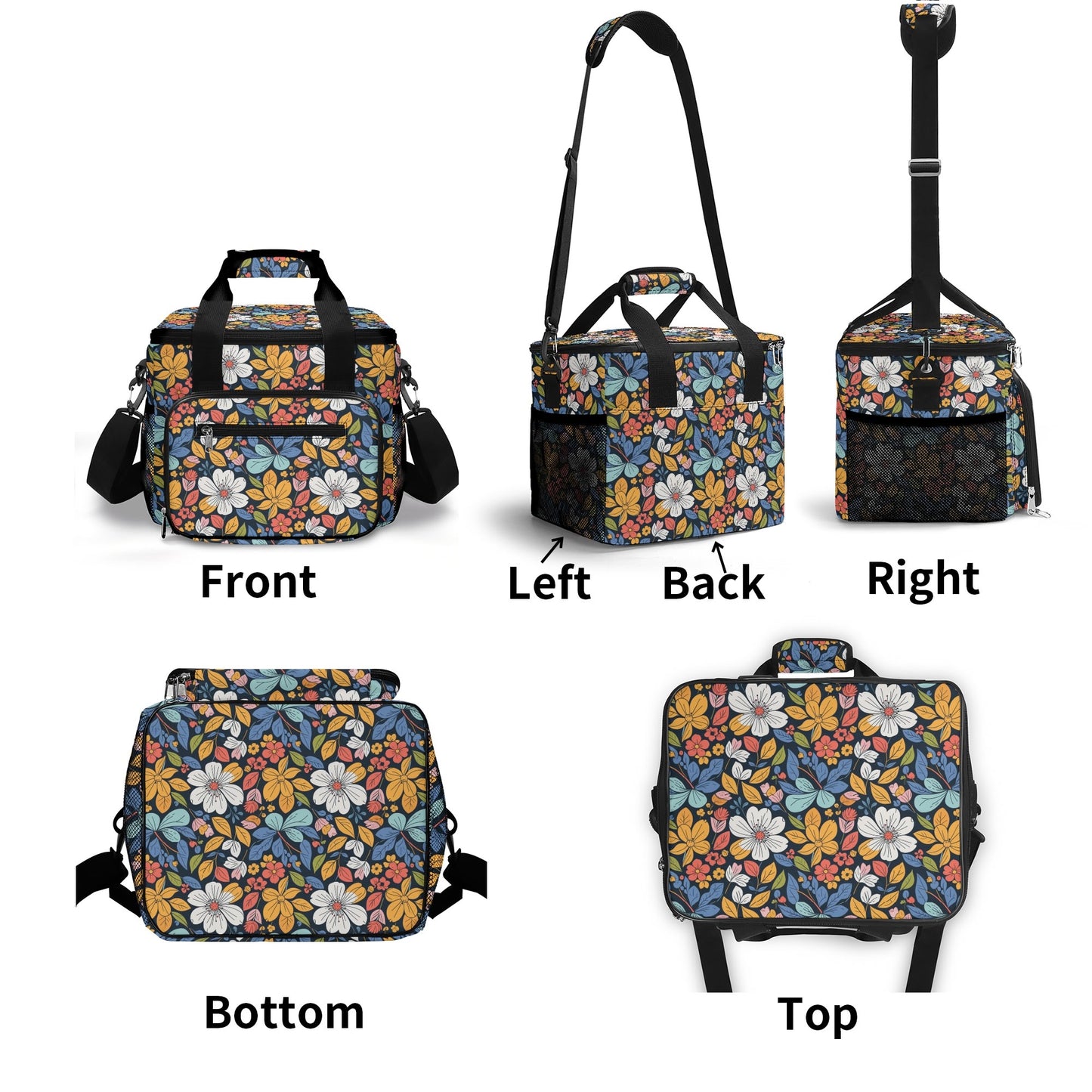 Bright Flowers Insulated Leakproof Cooler Bag Lunch Box