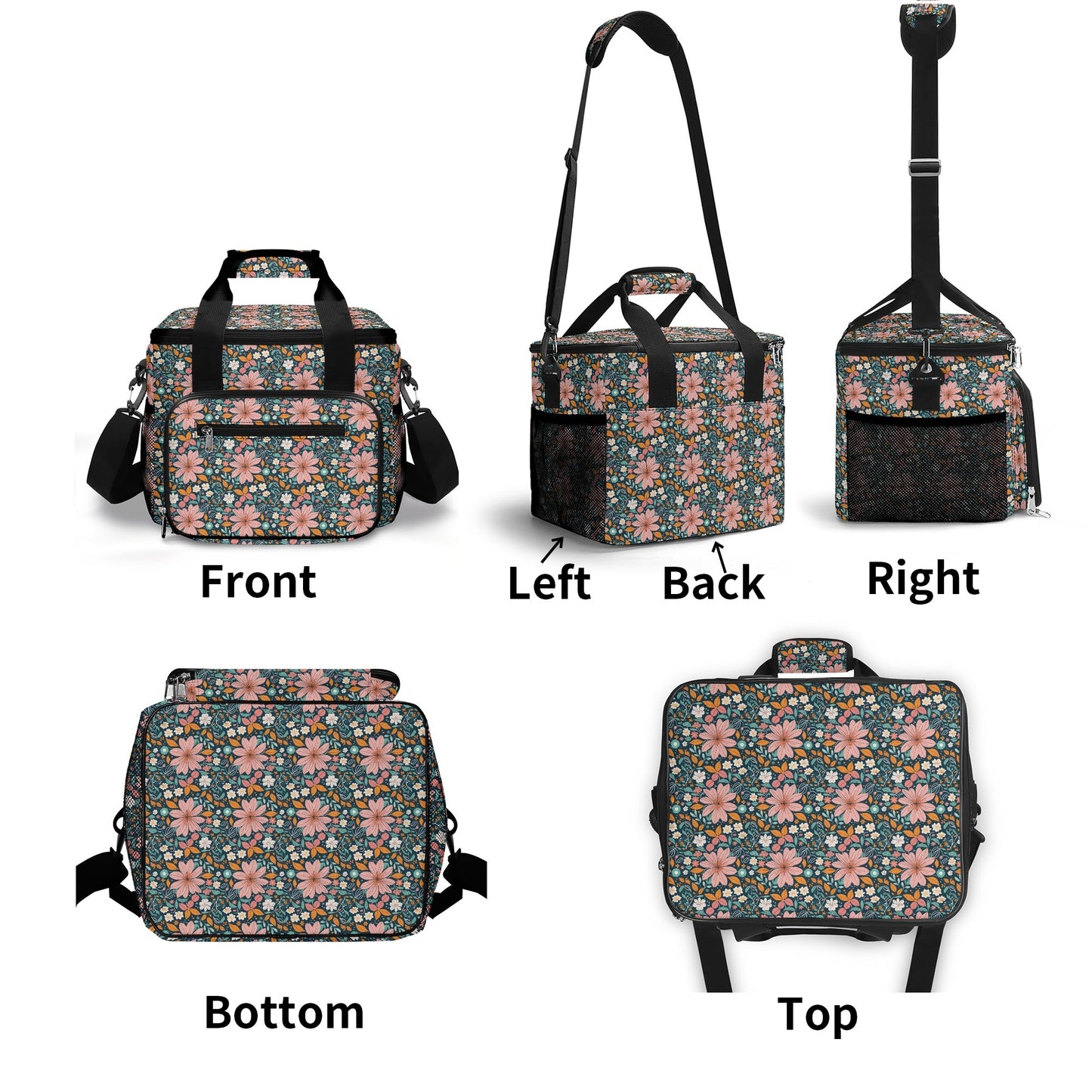 Wild Flowers Insulated Leakproof Cooler Bag Lunch Box