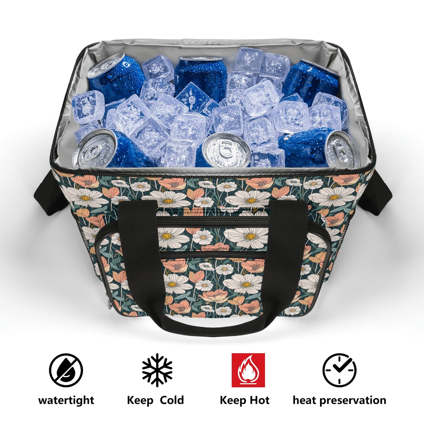 Tulips and Daisys Insulated Leakproof Cooler Bag Lunch Box