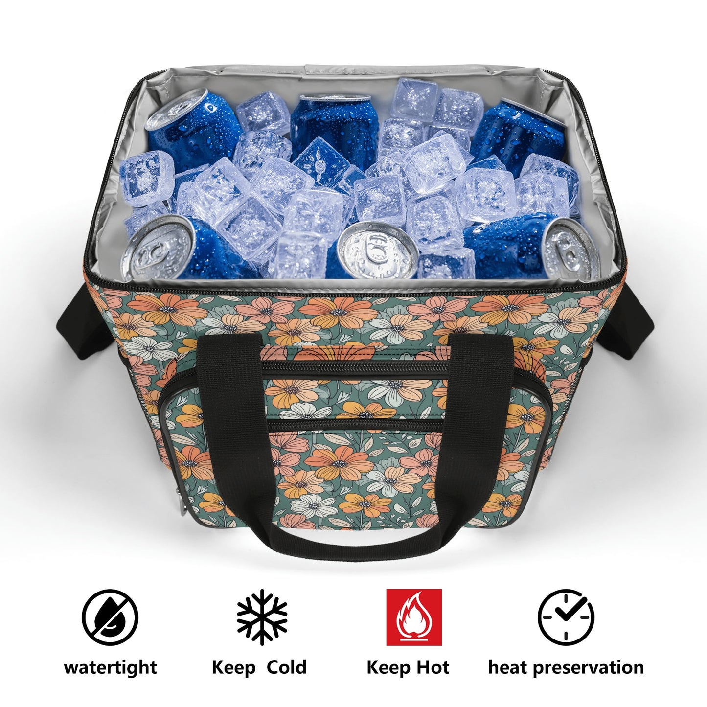 Pastel Flowers Insulated Leakproof Cooler Bag Lunch Box