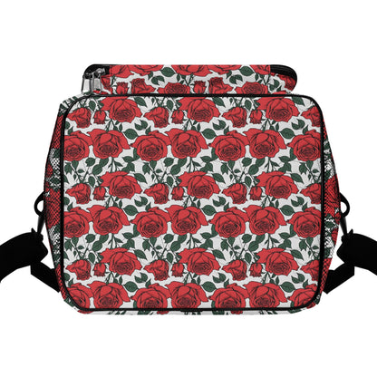 Red Leafy Roses Insulated Leakproof Cooler Bag Lunch Box