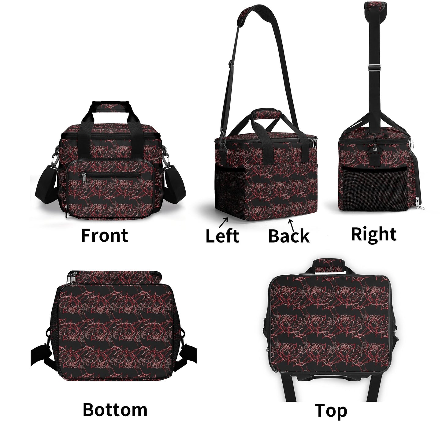 Red Light Rose Insulated Leakproof Cooler Bag Lunch Box