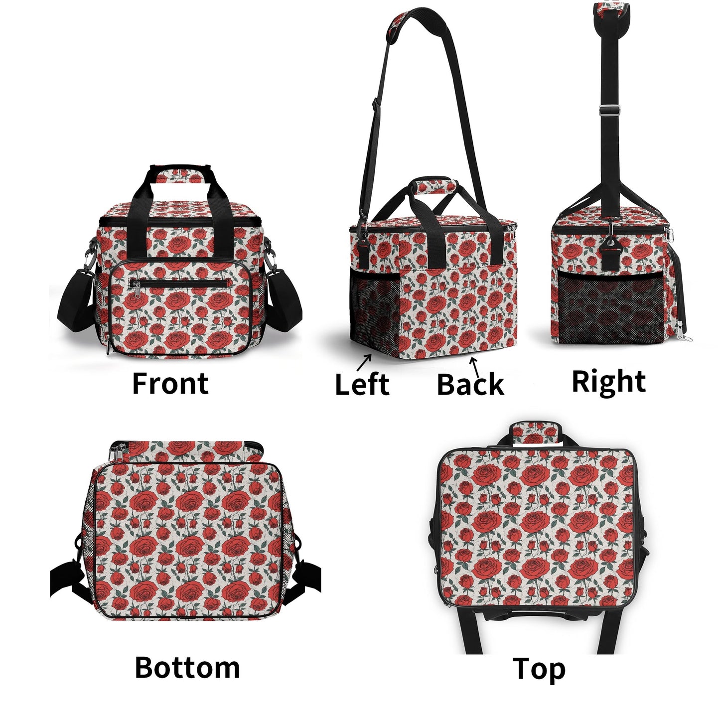 Red Roses Insulated Leakproof Cooler Bag Lunch Box