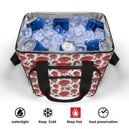 Red Roses Insulated Leakproof Cooler Bag Lunch Box