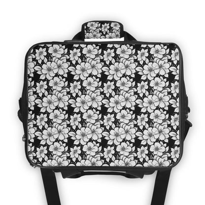Black and White Floral Insulated Leakproof Cooler Bag Lunch Box