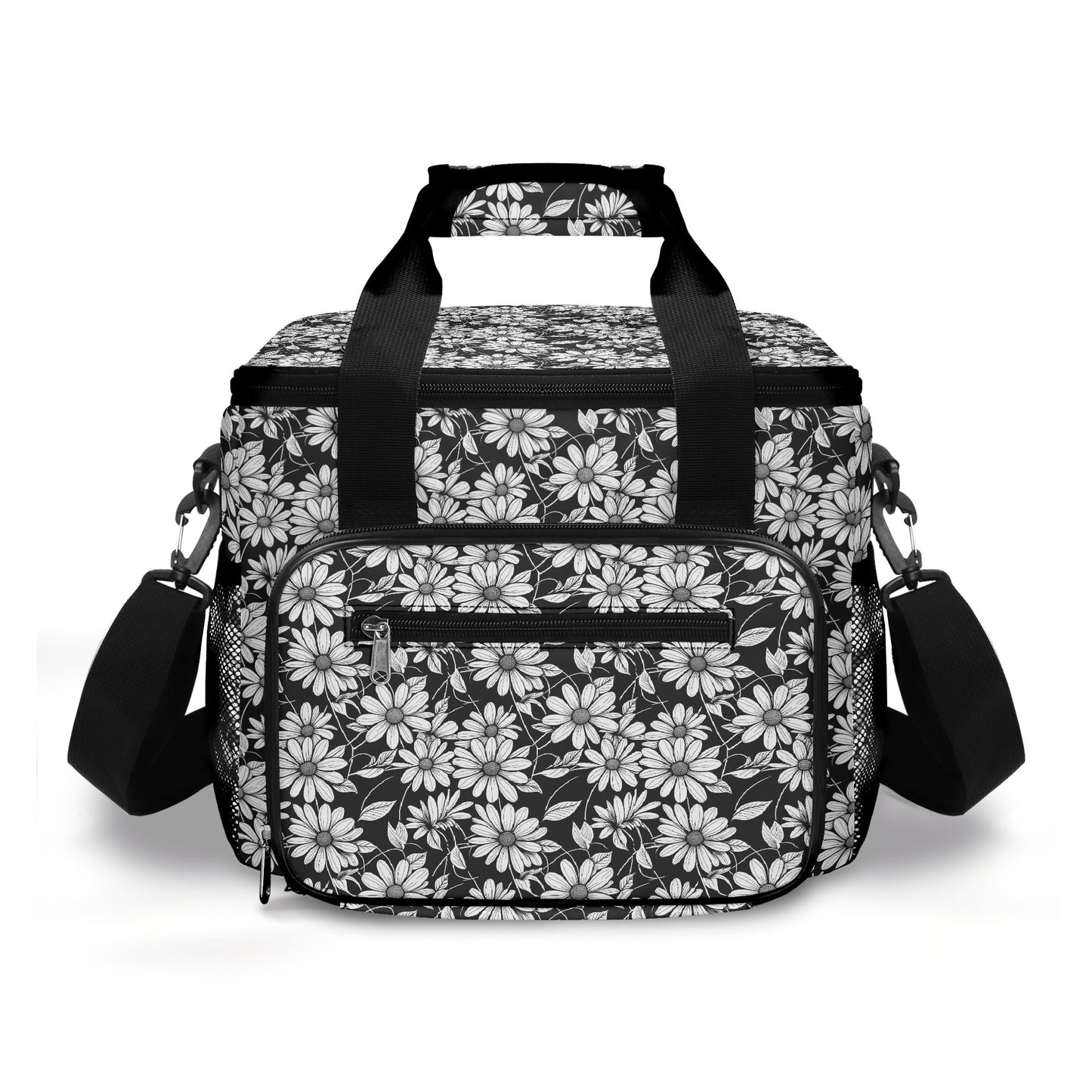 Black and White Daisys Insulated Leakproof Cooler Bag Lunch Box