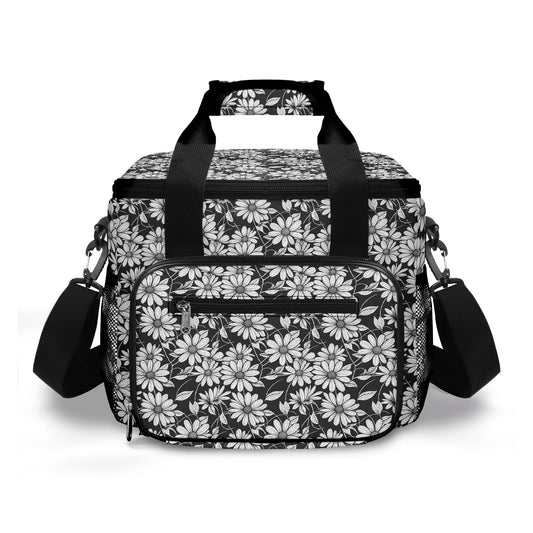 Black and White Daisys Insulated Leakproof Cooler Bag Lunch Box