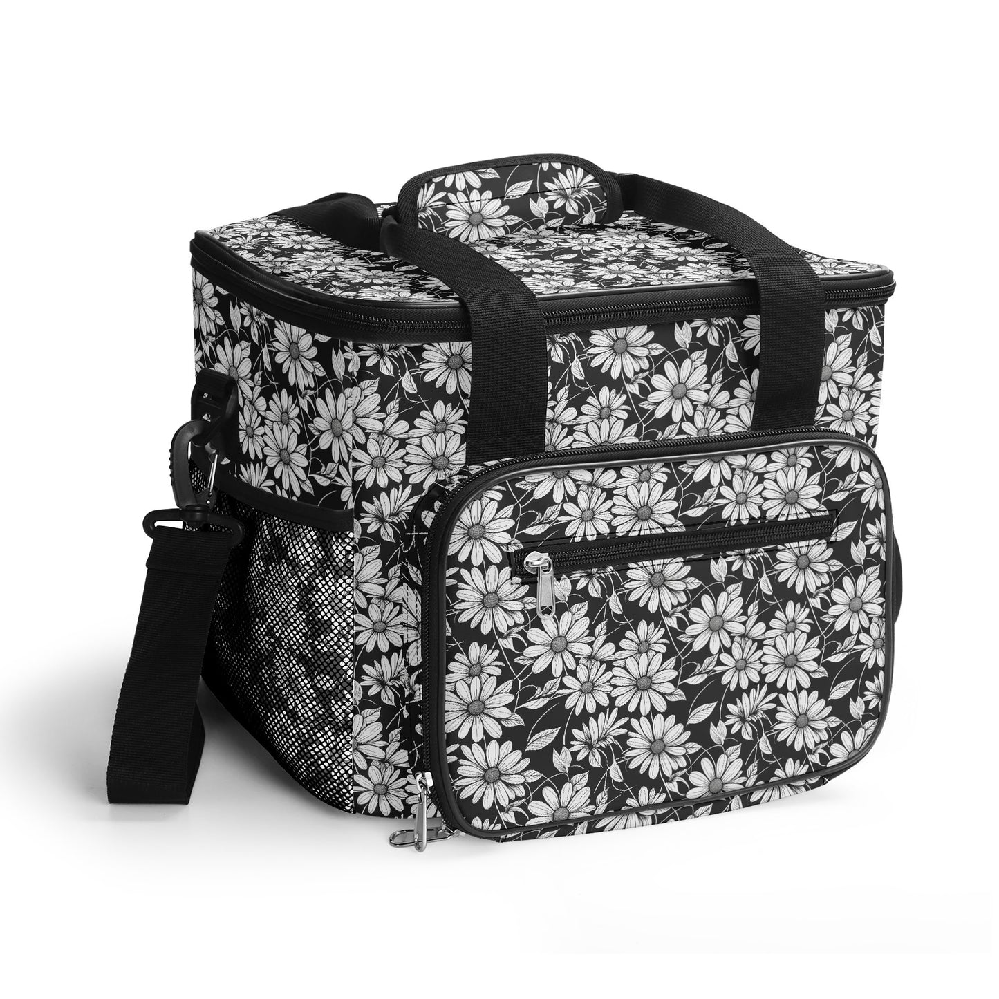 Black and White Daisys Insulated Leakproof Cooler Bag Lunch Box