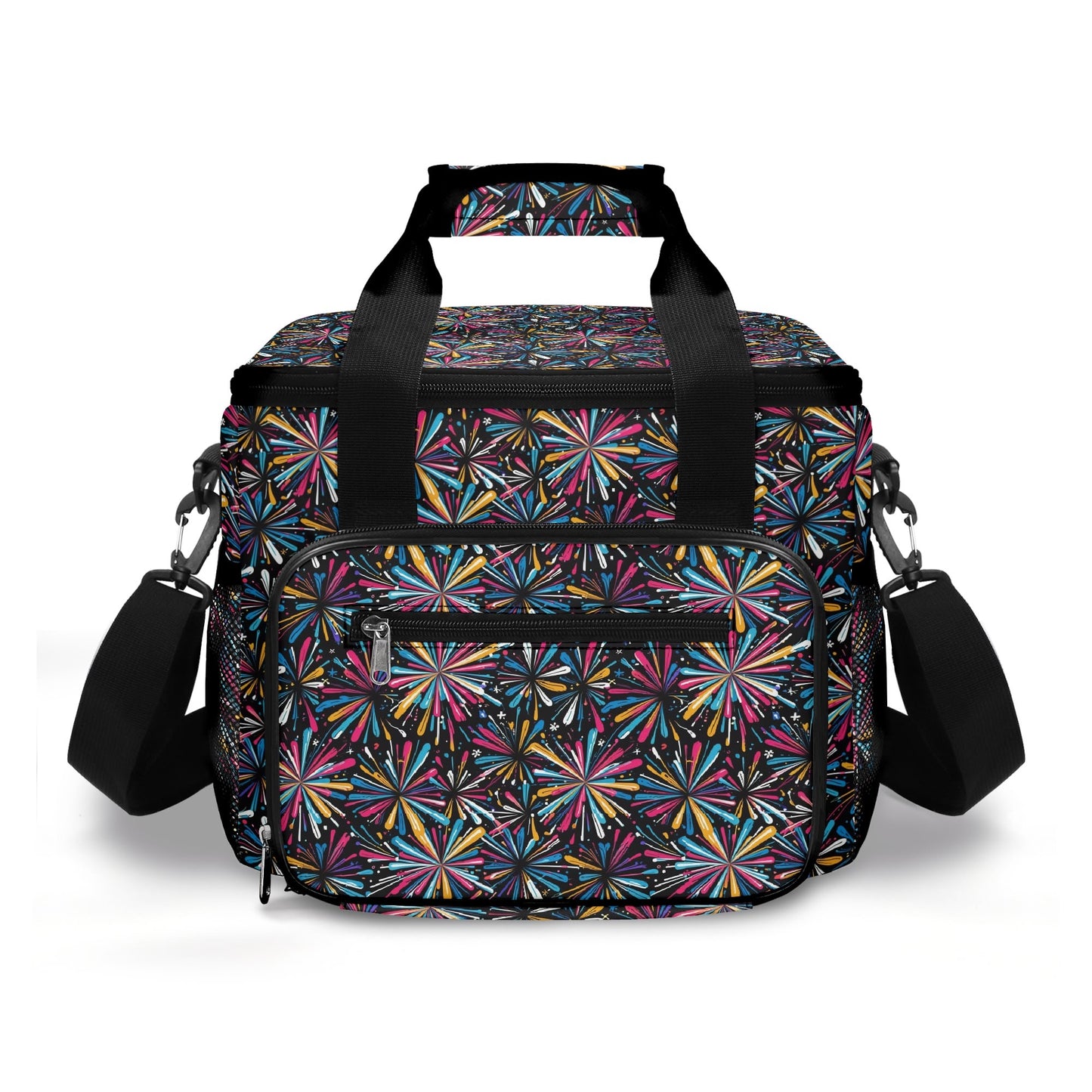 Colorful FIreworks Insulated Leakproof Cooler Bag Lunch Box