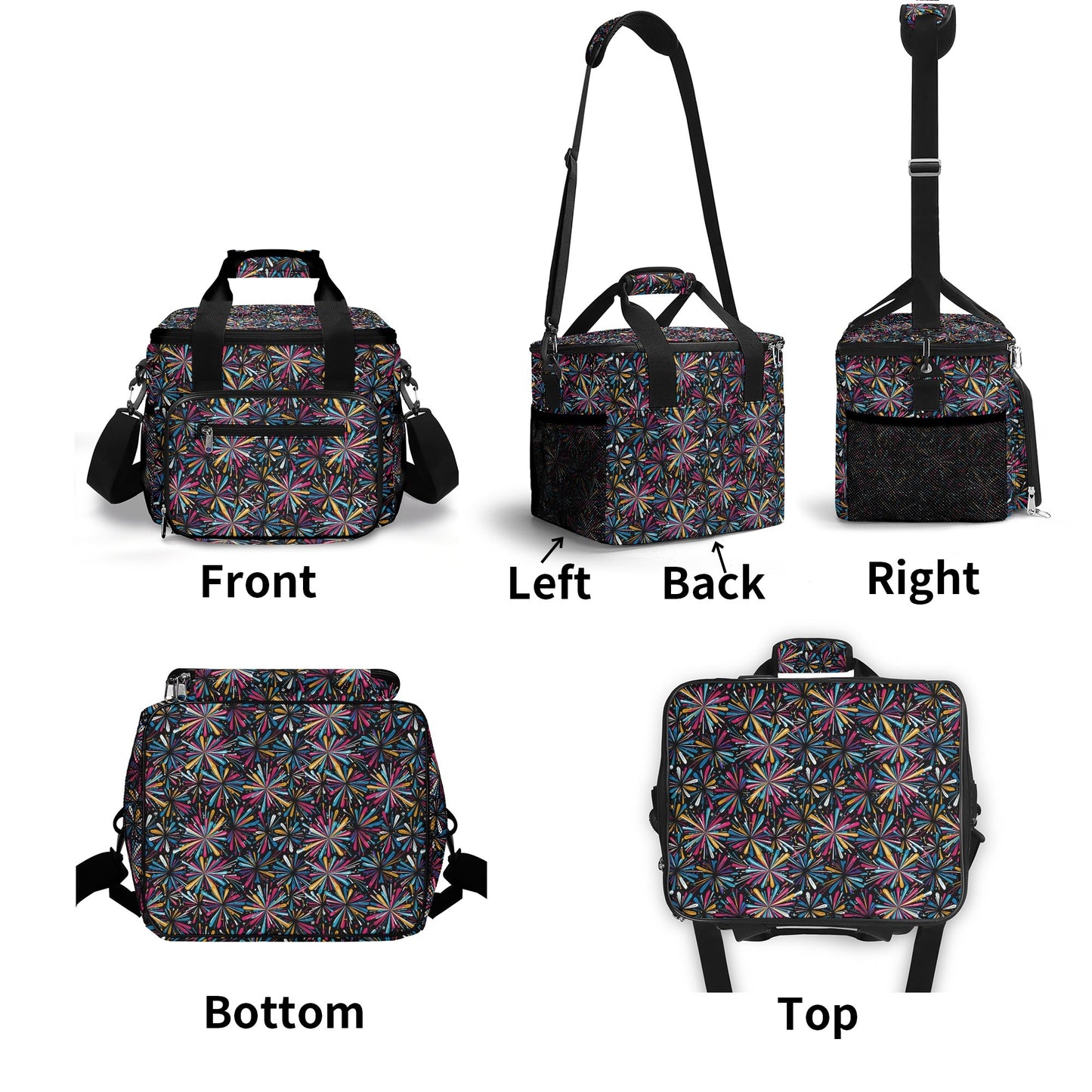 Colorful FIreworks Insulated Leakproof Cooler Bag Lunch Box