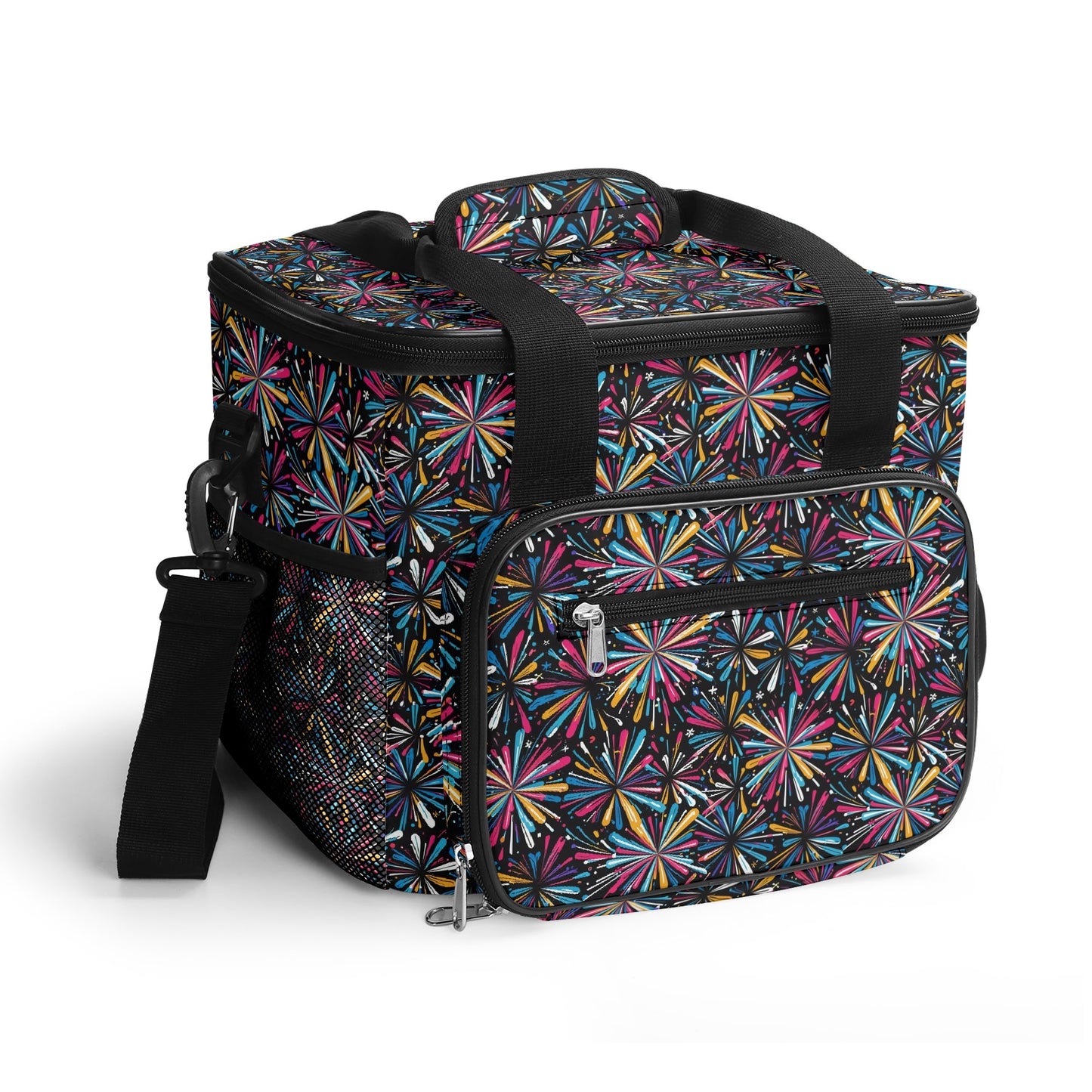 Colorful FIreworks Insulated Leakproof Cooler Bag Lunch Box