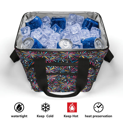 Colorful FIreworks Insulated Leakproof Cooler Bag Lunch Box