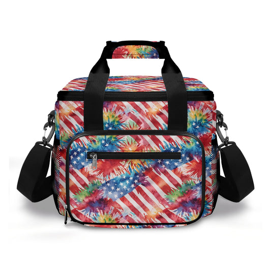 Firework Flag Insulated Leakproof Cooler Bag Lunch Box