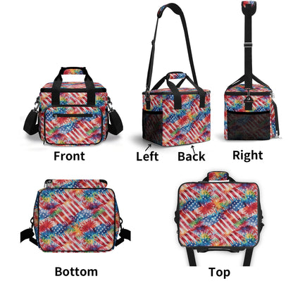 Firework Flag Insulated Leakproof Cooler Bag Lunch Box