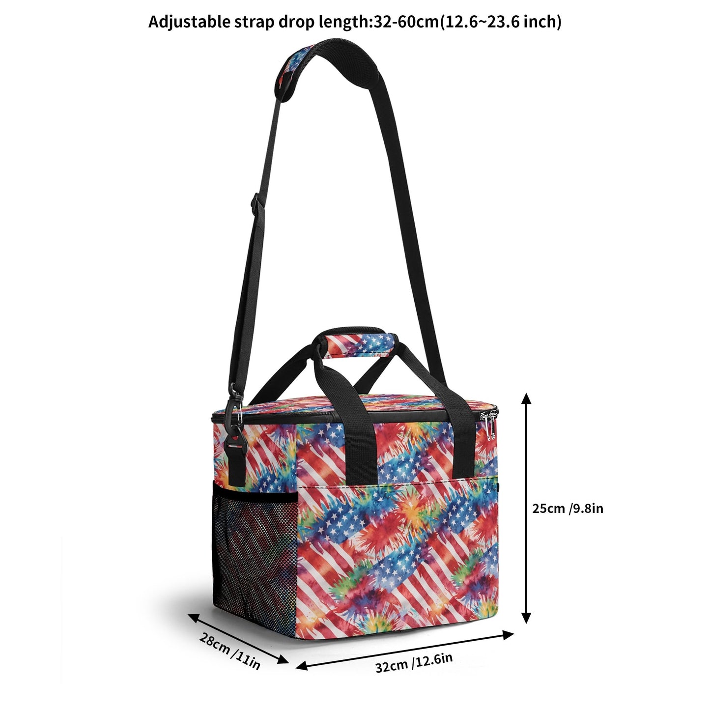 Firework Flag Insulated Leakproof Cooler Bag Lunch Box