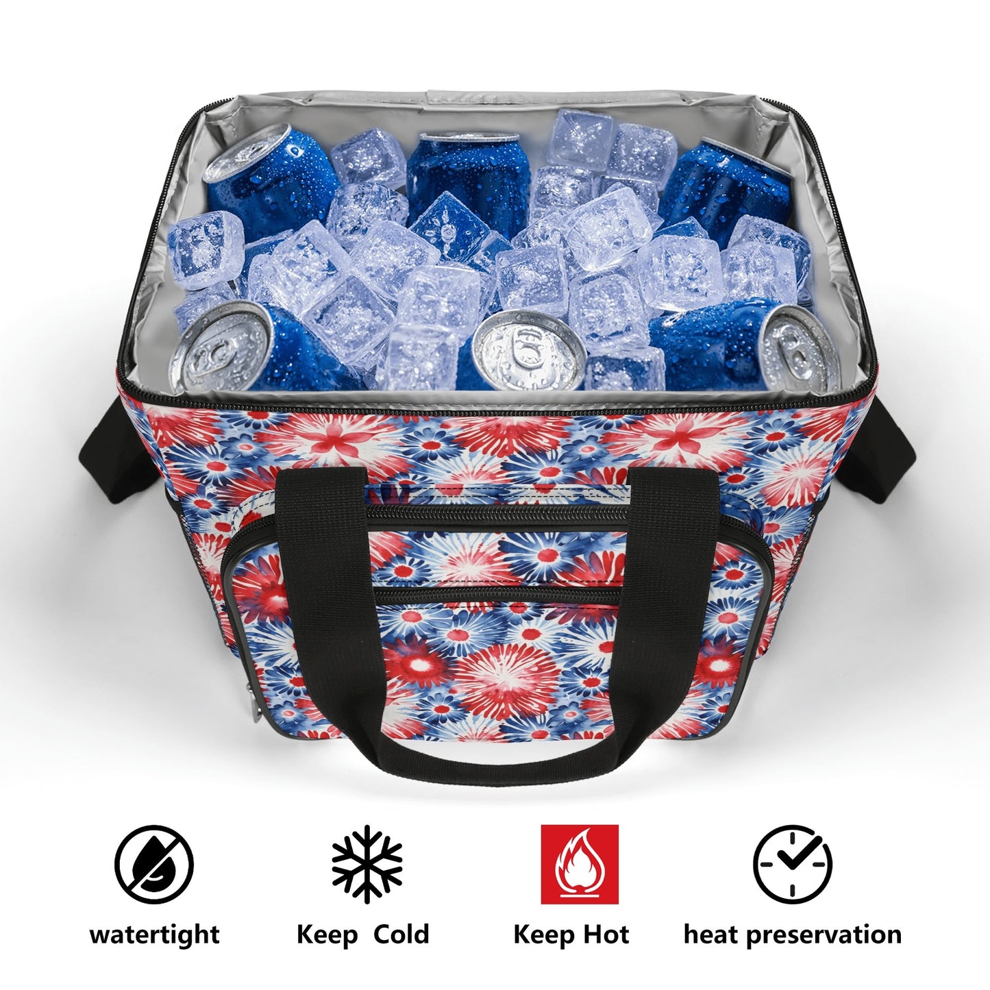 Tie-Dye Firework Insulated Leakproof Cooler Bag Lunch Box