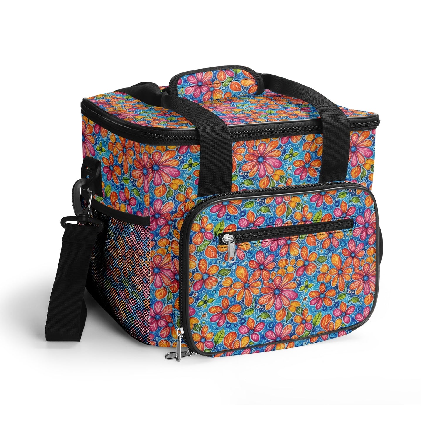 Floral Trippy Insulated Leakproof Cooler Bag Lunch Box