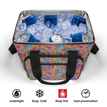 Floral Trippy Insulated Leakproof Cooler Bag Lunch Box