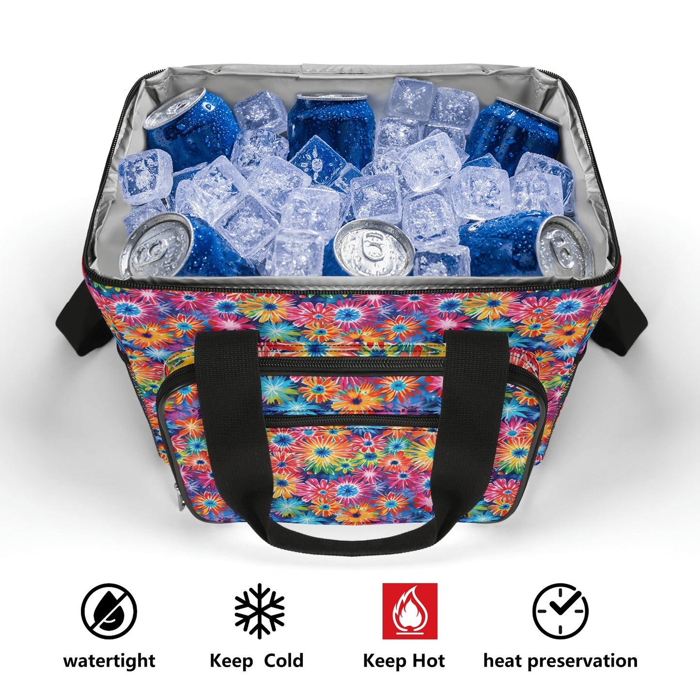 Daisy Tie-Dye Insulated Leakproof Cooler Bag Lunch Box