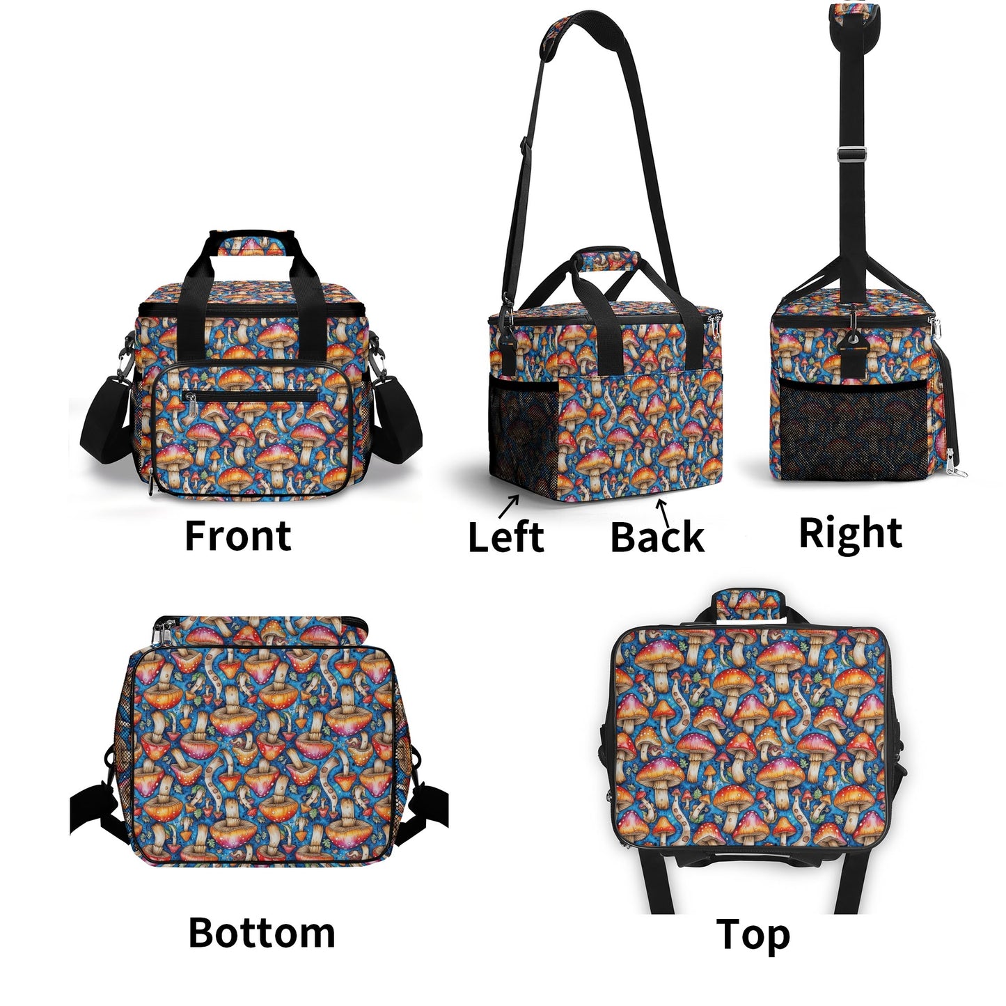 Tie-Dye Mushroom Insulated Leakproof Cooler Bag Lunch Box