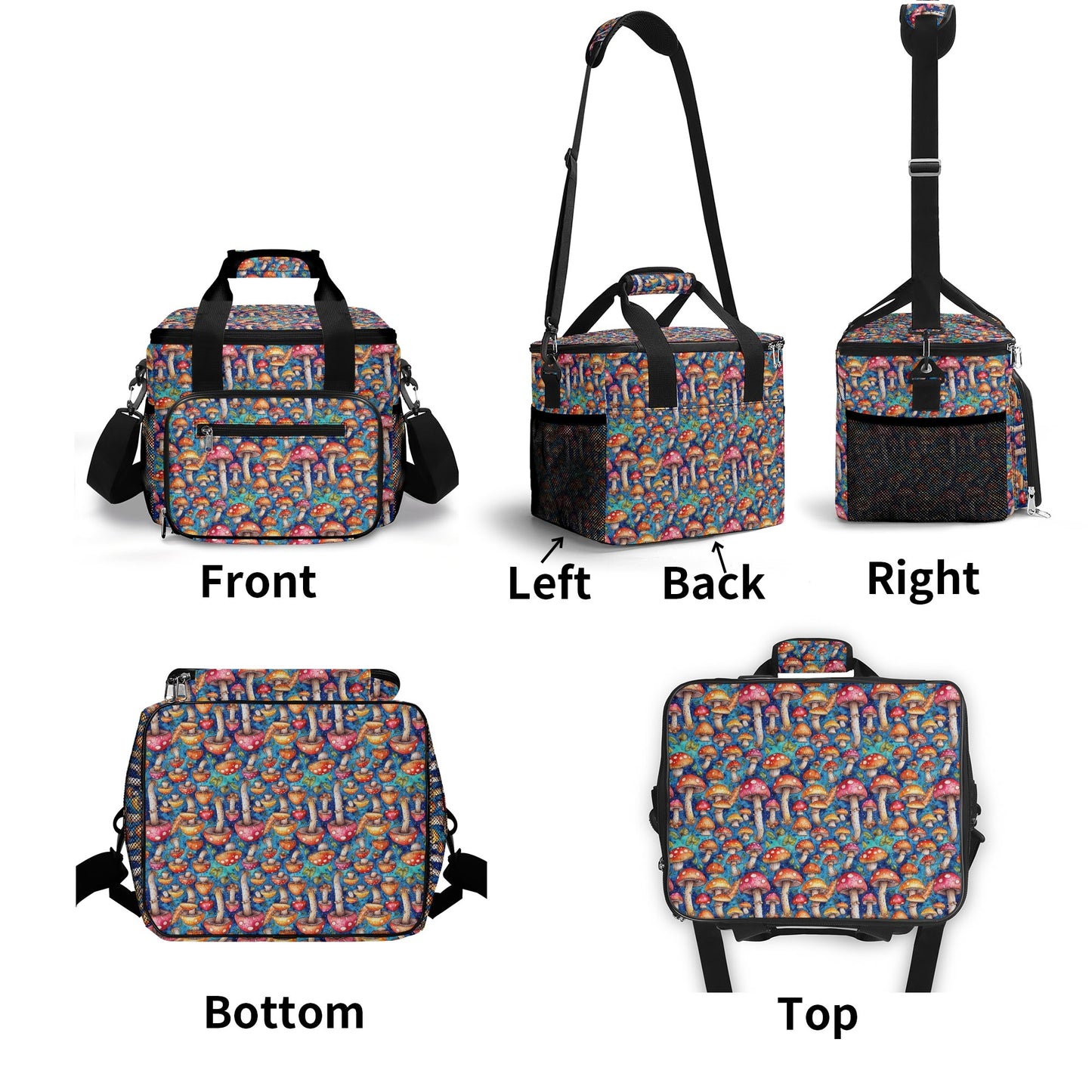 Trippy Mushroom Insulated Leakproof Cooler Bag Lunch Box