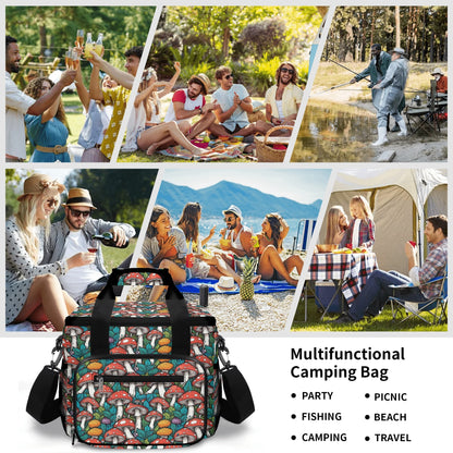 Colored Mushrooms Insulated Leakproof Cooler Bag Lunch Box