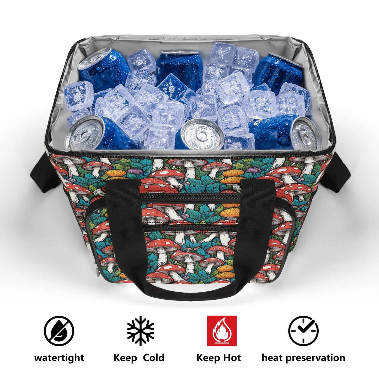 Colored Mushrooms Insulated Leakproof Cooler Bag Lunch Box