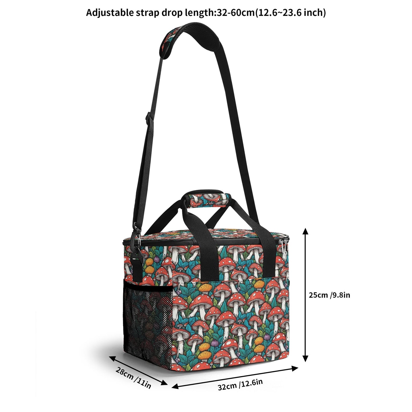 Colored Mushrooms Insulated Leakproof Cooler Bag Lunch Box