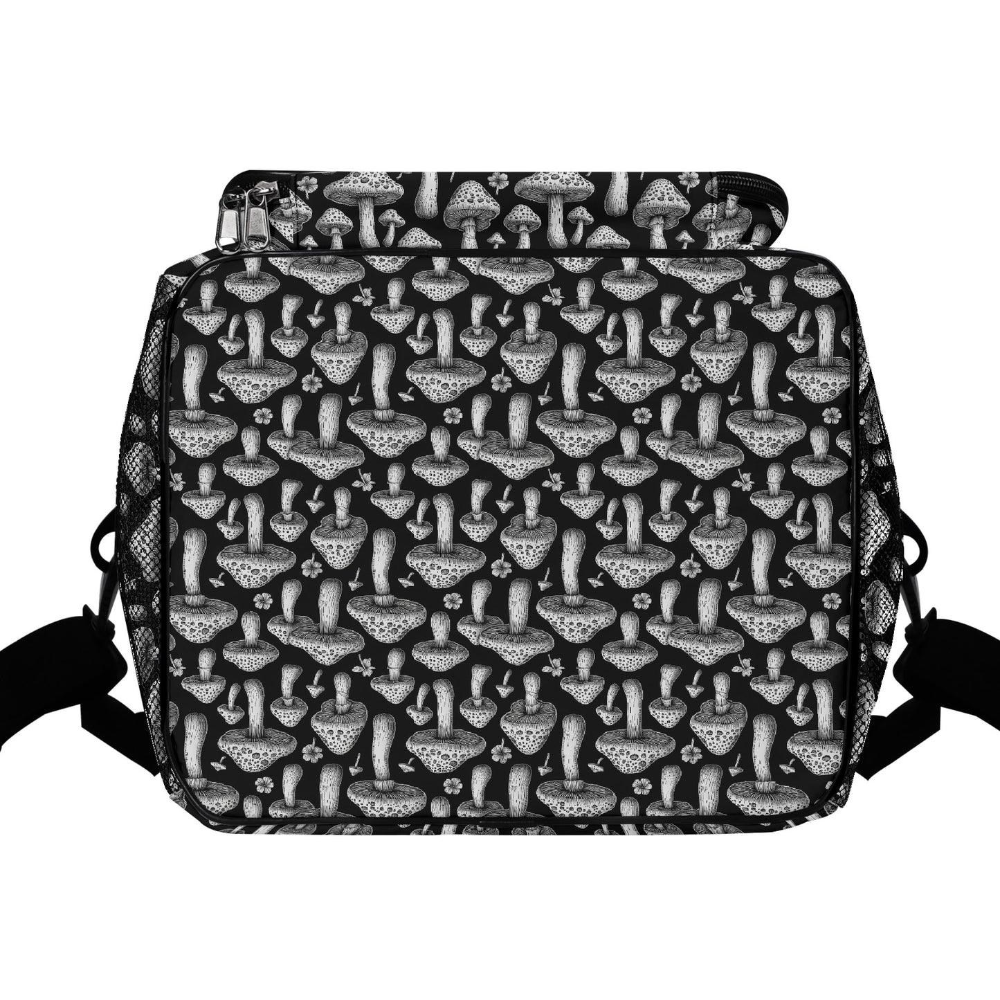 Black and White Mushrooms Insulated Leakproof Cooler Bag Lunch Box