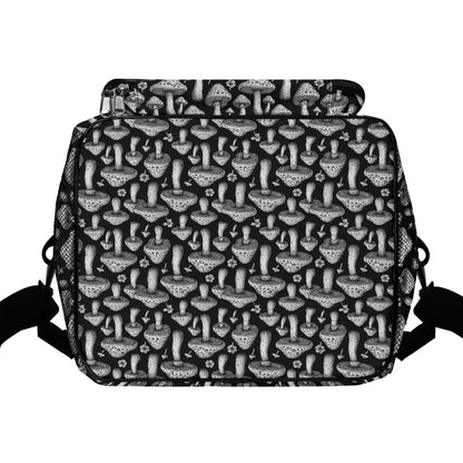 Black and White Mushrooms Insulated Leakproof Cooler Bag Lunch Box